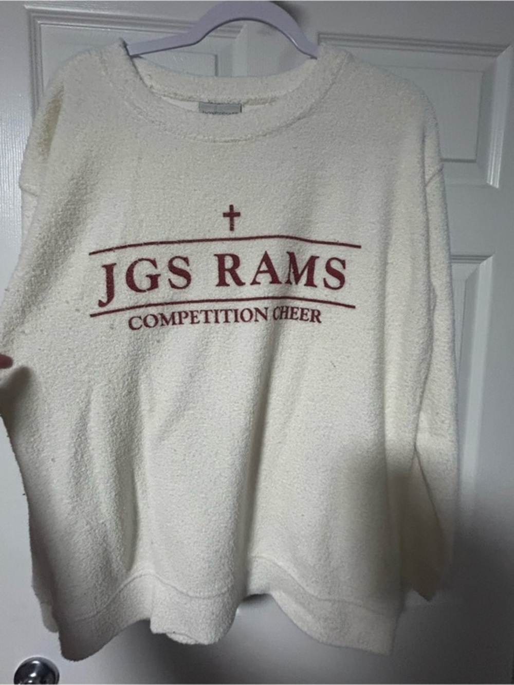 boxercraft Cream Sweatshirt with Red JGS RAMS Logo